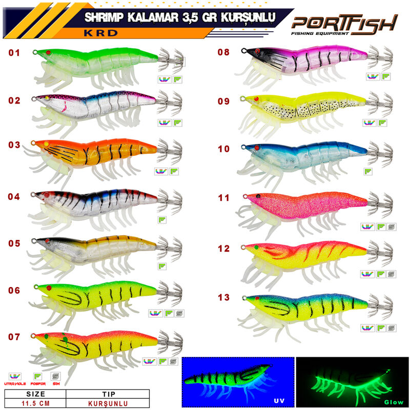 Portfish Shrimp Kalamar Zokası 3,5 gr Kurşunlu 11,5 cm