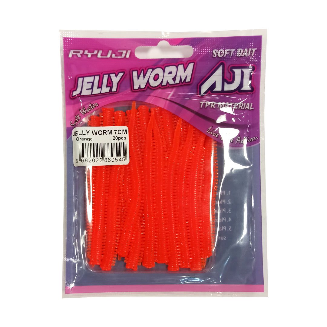 RYUJI JELLY WORM TPR 7.5CM, 20AD.