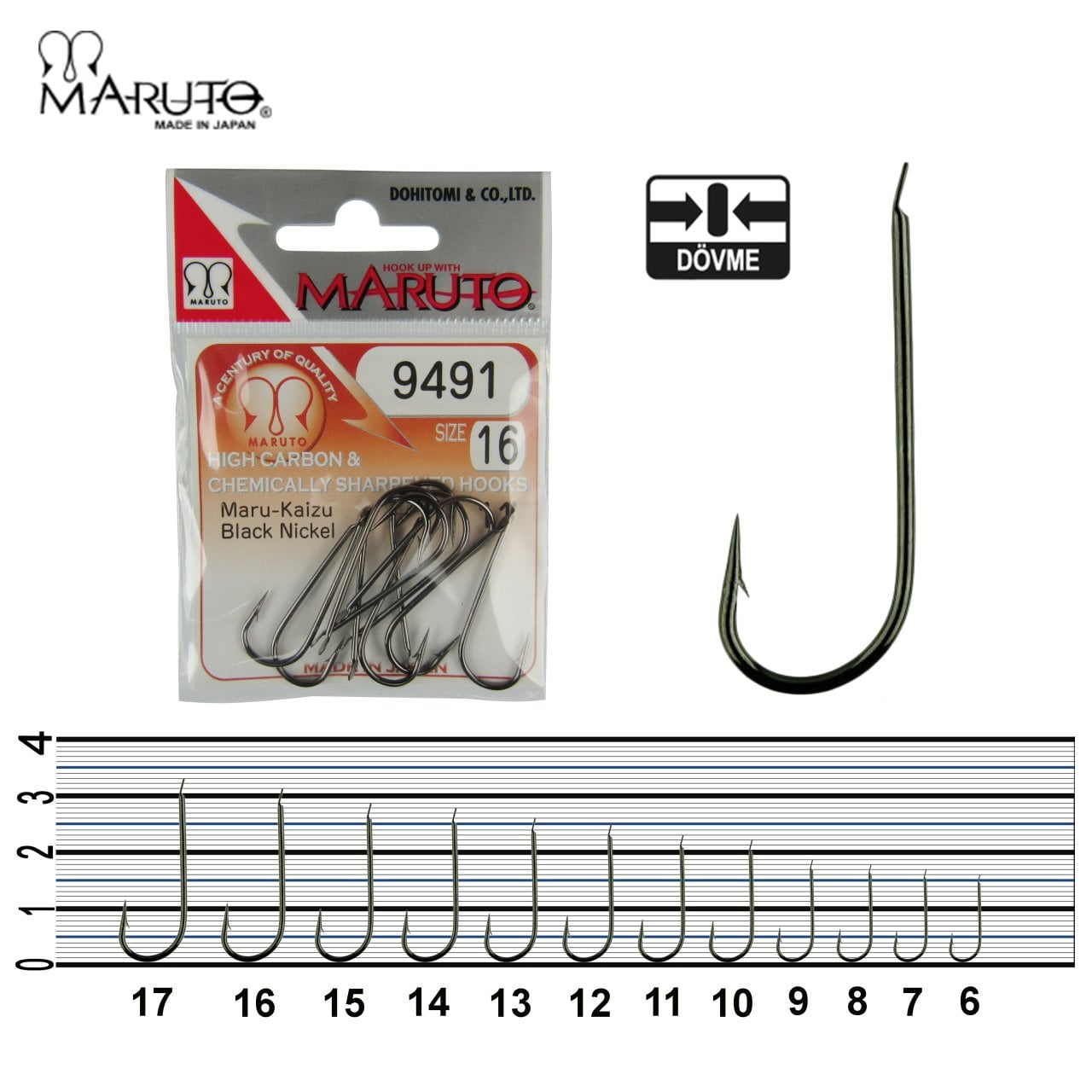 Maruto 9491 BN Düz Olta İğnesi No:6 (20Pcs)