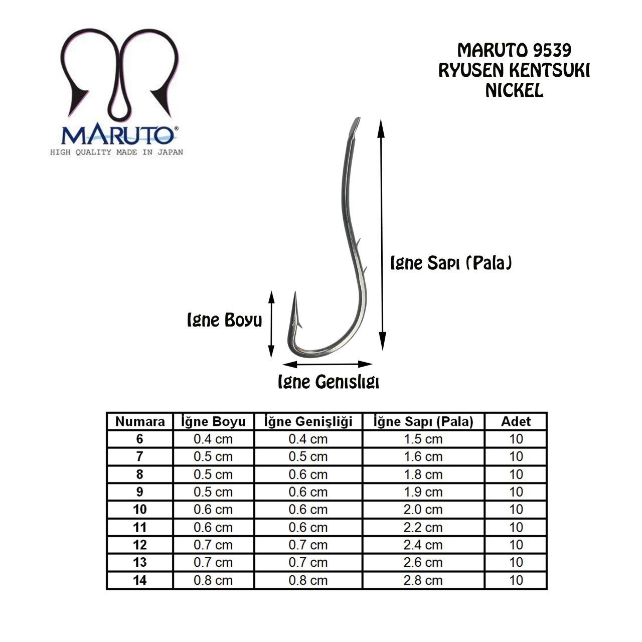 Maruto 9539 Nikel Olta İğnesi 10 - Nikel