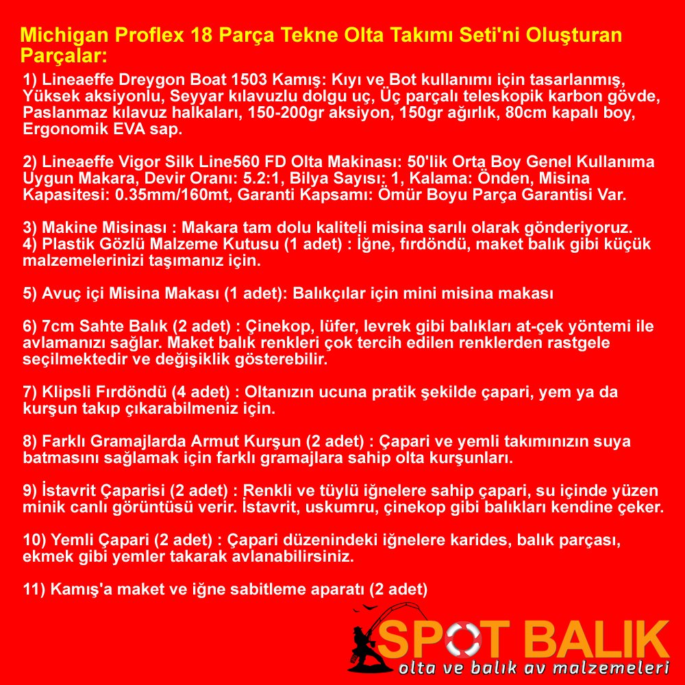 Michigan Orta Seviye Bot Tekne Olta Seti