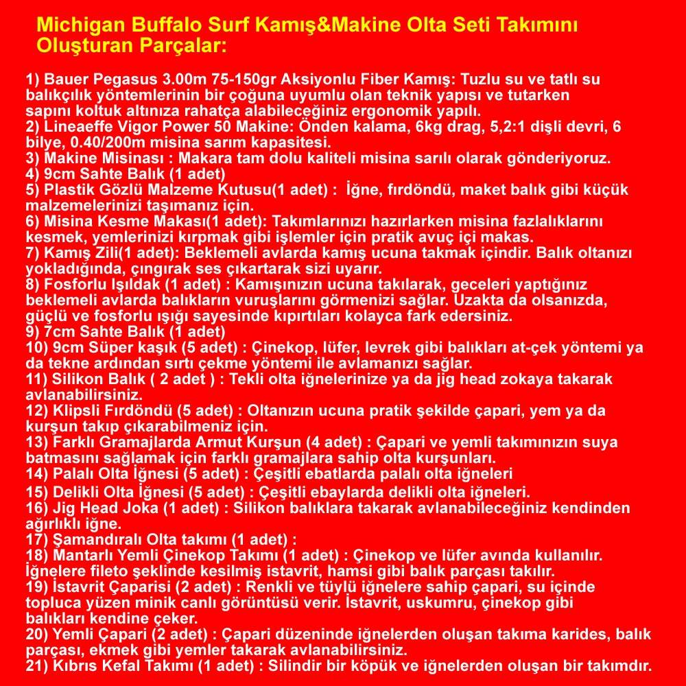 Michigan Genel Kullanım Olta Makine Takımı