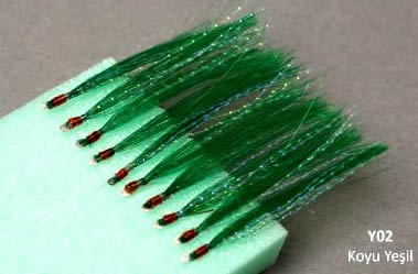 Abari Organze Floş Çinekop, İri İstavrit Çaparisi 2adet Yeşil Y02 - 7 No BY İğne