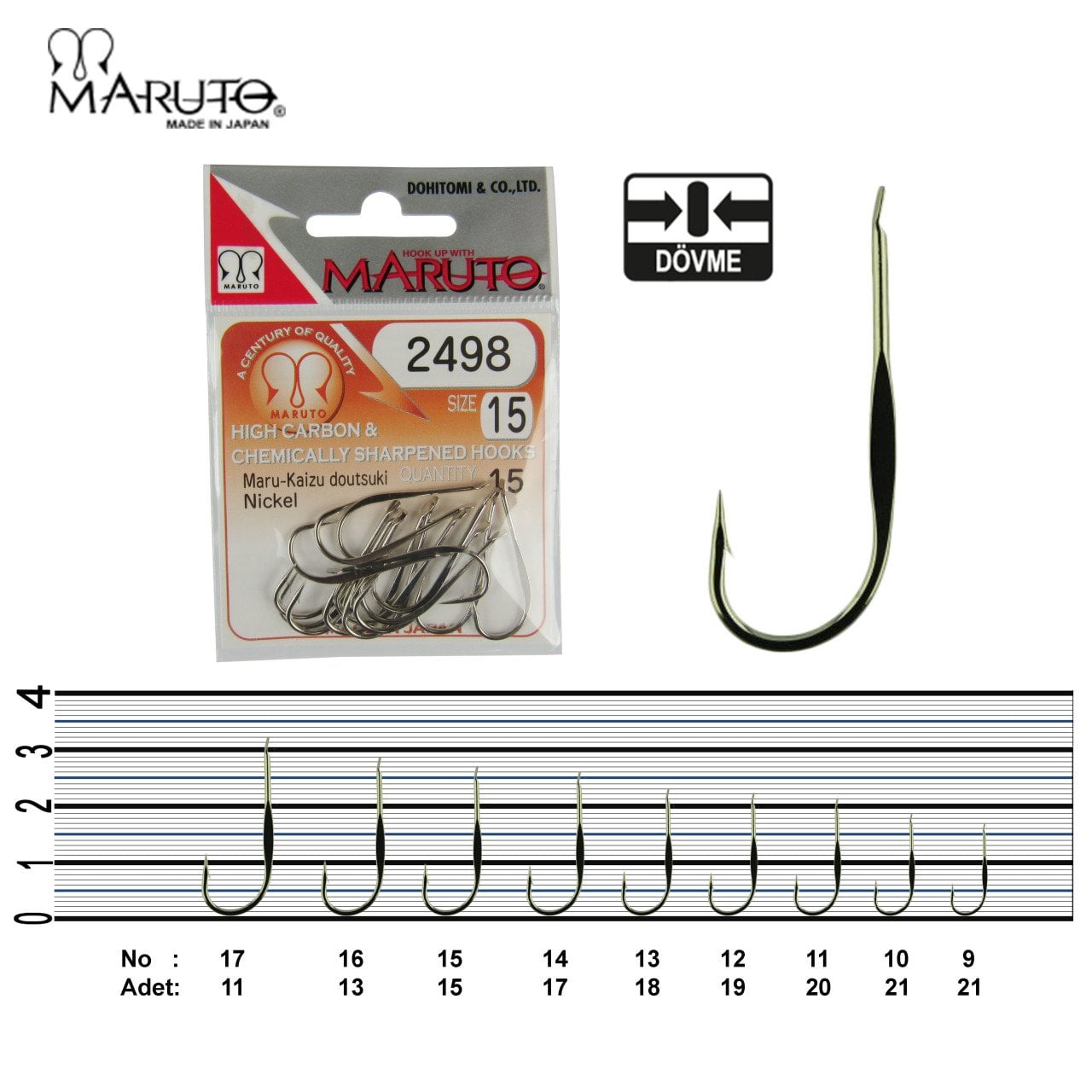 Maruto 2498 Nikel Olta İğnesi No:14 (17Pcs)