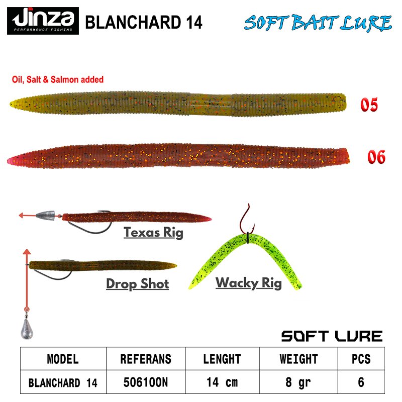 Jinza Hawk Blanchard 140 mm 8 gr Silikon Balık 6 Adet