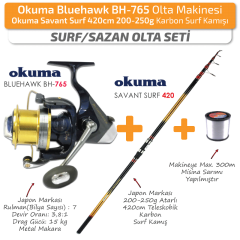 Okuma Bluehawk Makine Savant 420 250g Surf Olta Takımı Seti