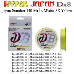 Japan Dx8 150 Mt İp Misina 8X Yellow 0,16 mm