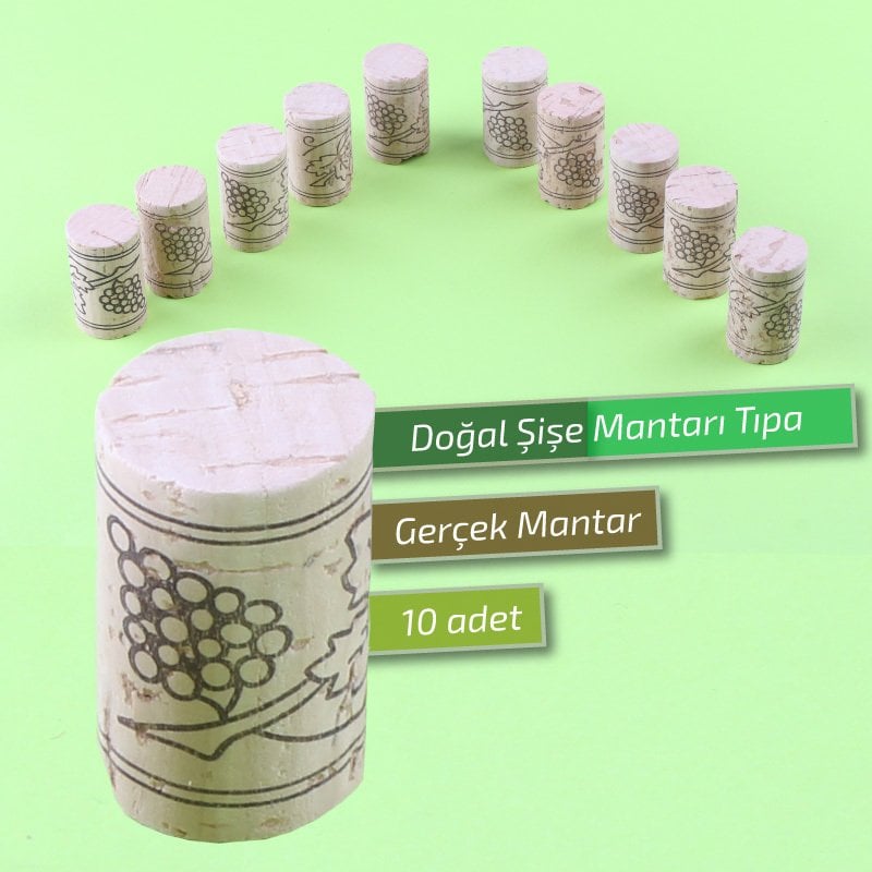 SpotBalık Doğal Şişe Mantarı Tıpa 10'lu