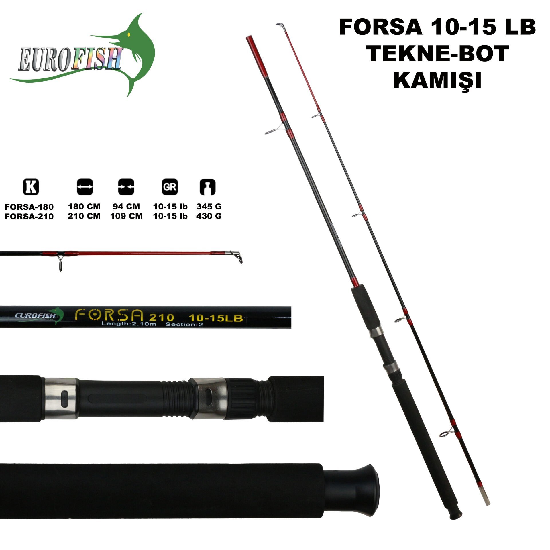 Eurofish Forsa 2 Parçalı Tekne/Bot Kamışı 210 cm