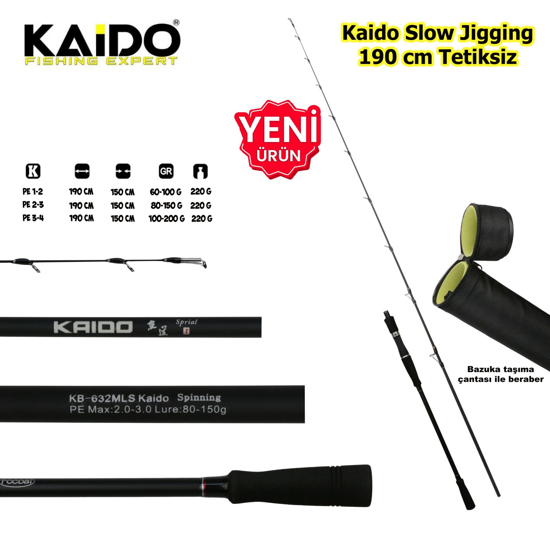 Kaido Slow Jig Kamışı 190 cm PE 2-3 TETİKLİ
