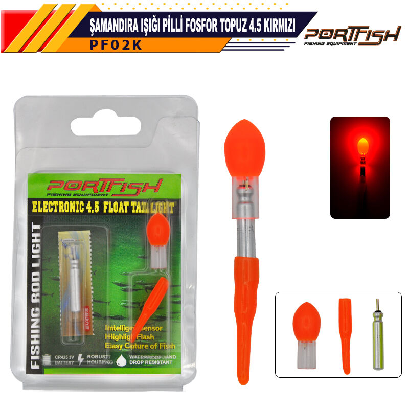 Portfish Şamandıra Işığı Pilli Fosfor  Topuz 4,5 Kırmızı