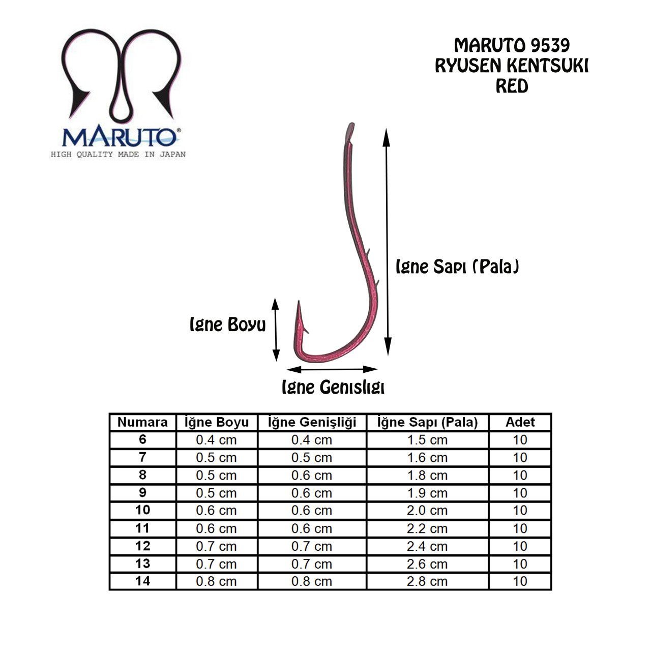 Maruto 9539 Red Olta İğnesi No:13 (10Pcs)