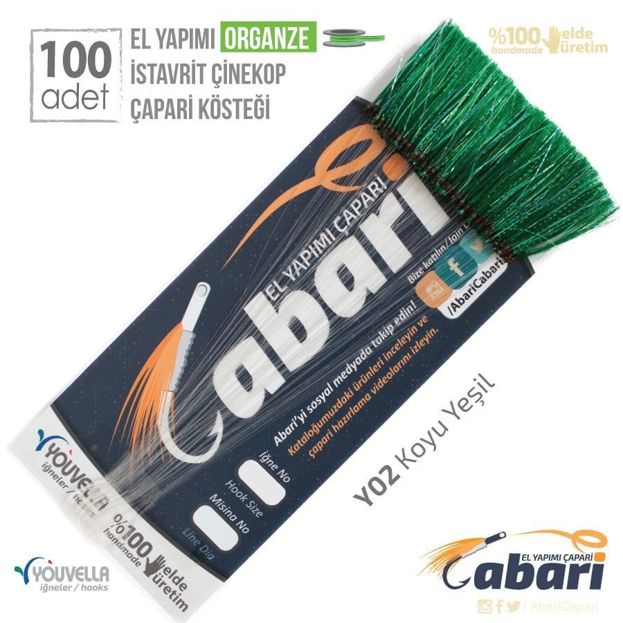 Abari Koyu Yeşil Organze Tekne Çapari Kösteği 100 Ad Koyu Yeşil - 4 No Beyaz İğne