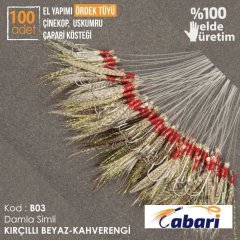 Abari Kırçıllı Ördek Tüyü Çinekop Çapari Kösteği 100 adet Beyaz B05 - 5 No SY İğne