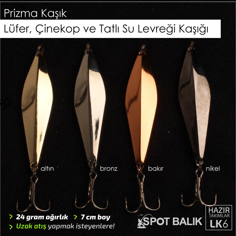 SpotBalık Çinekop Lüfer Levrek Kaşığı, Prizma Kaşık 24g