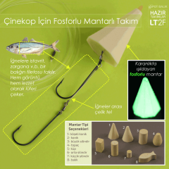 Evostar Glow Mantarlı Çinekop Takımı 2 İğneli Köşeli Konik Sarı - Köşeli Konik - 4 No SY İğne