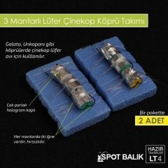 Evostar Çinekop Lüfer 3 Mantarlı Yemli Köprü Takımı LT4 2'li Paket Gümüş - 4 No SY İğne