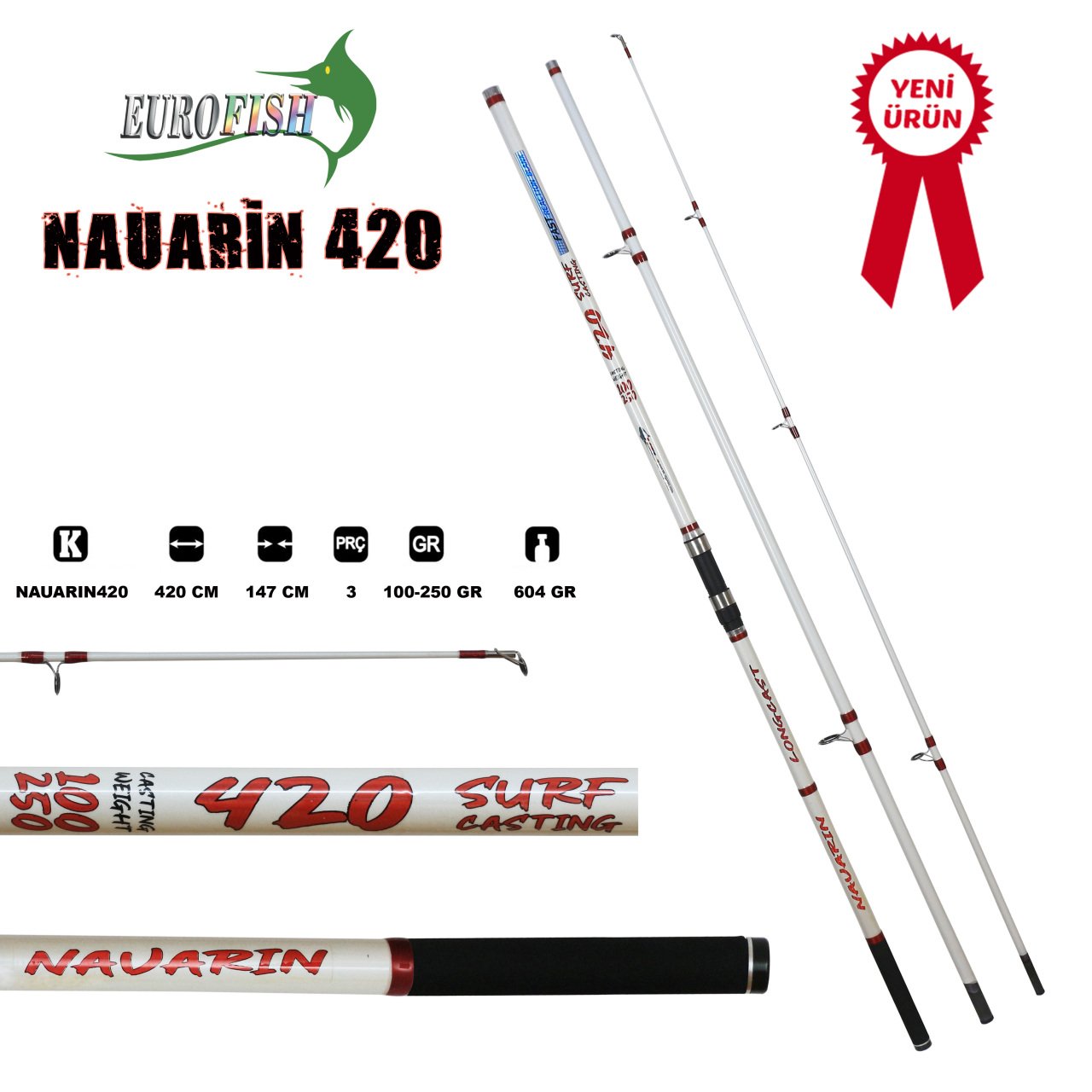Nauarin 420Cm Surf Olta Kamışı 100-250Gr 3lb Red