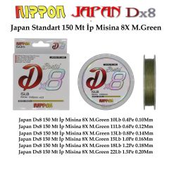 Japan Dx8 Braid 150 Mt İp Misina 8X M.Green 0.12 mm