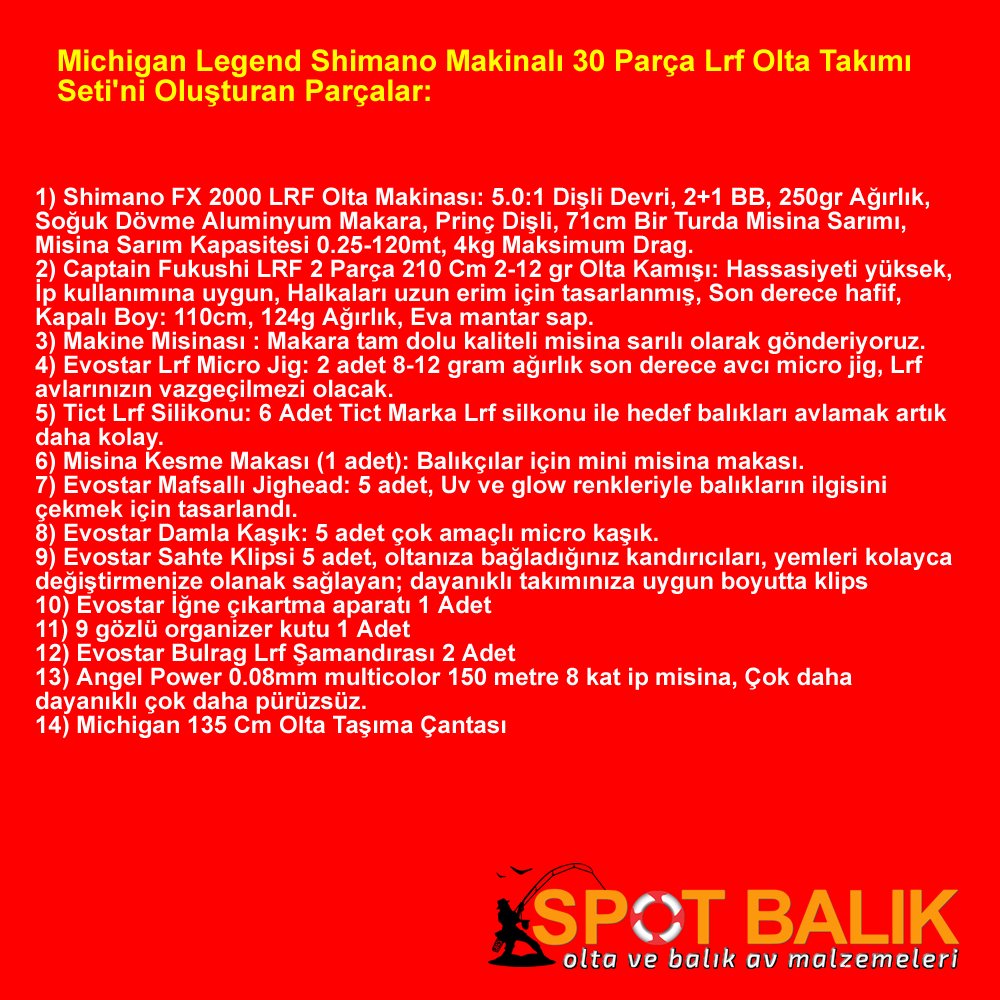 Michigan Profesyonel Lrf Olta Makine Seti