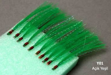 Abari Organze Floş Çinekop, İri İstavrit Çaparisi 2adet Yeşil Y01 - 5 No BY İğne