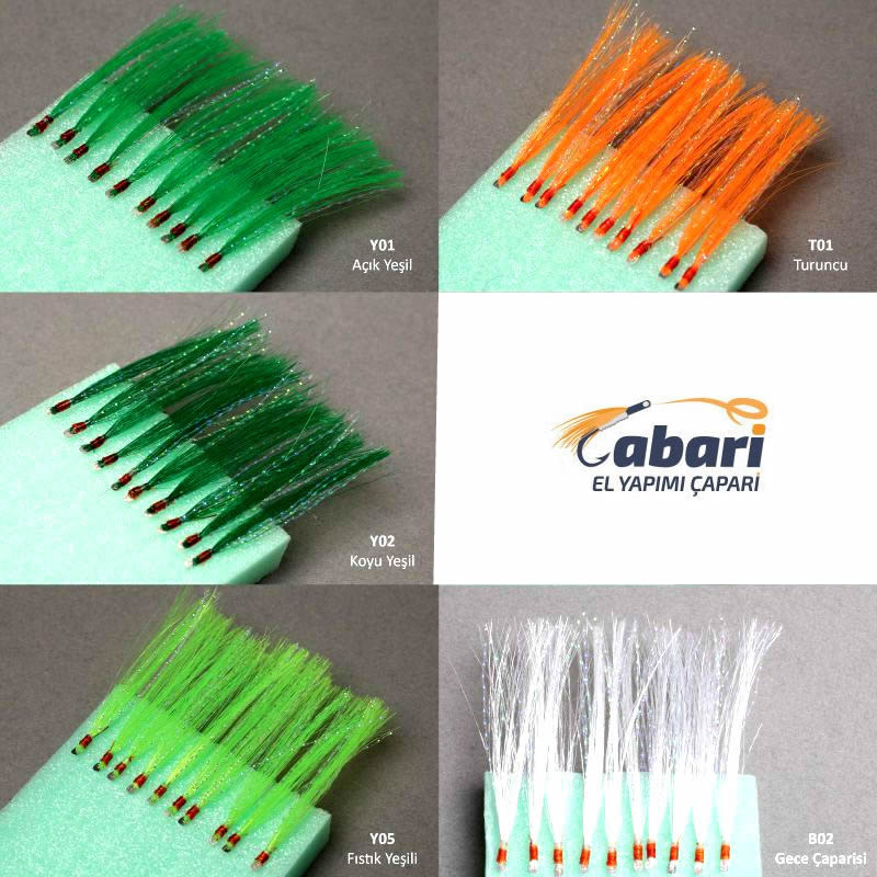 Abari Organze Floş Çinekop, İri İstavrit Çaparisi 2adet Yeşil Y01 - 5 No BY İğne