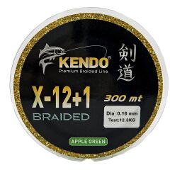 Kendo X-12+1 Braided 300m Apple Green Örgü İp 0,12mm