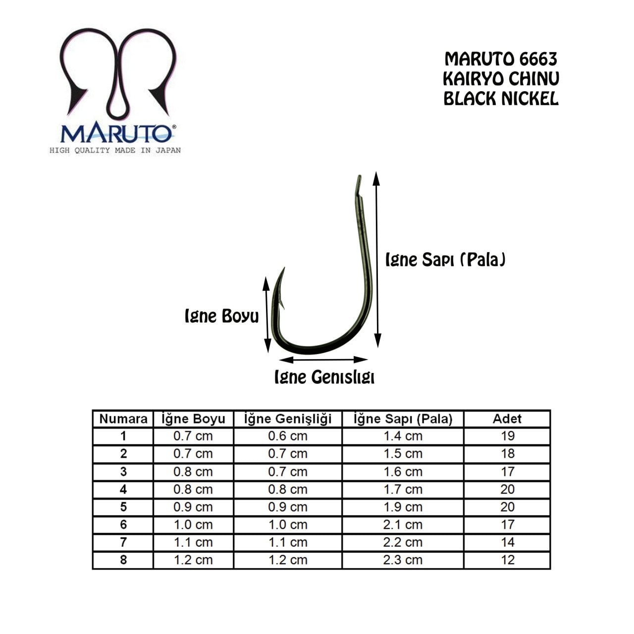 Maruto 6663NS Siyah Nikel Olta İğnesi No:7 (14Pcs)