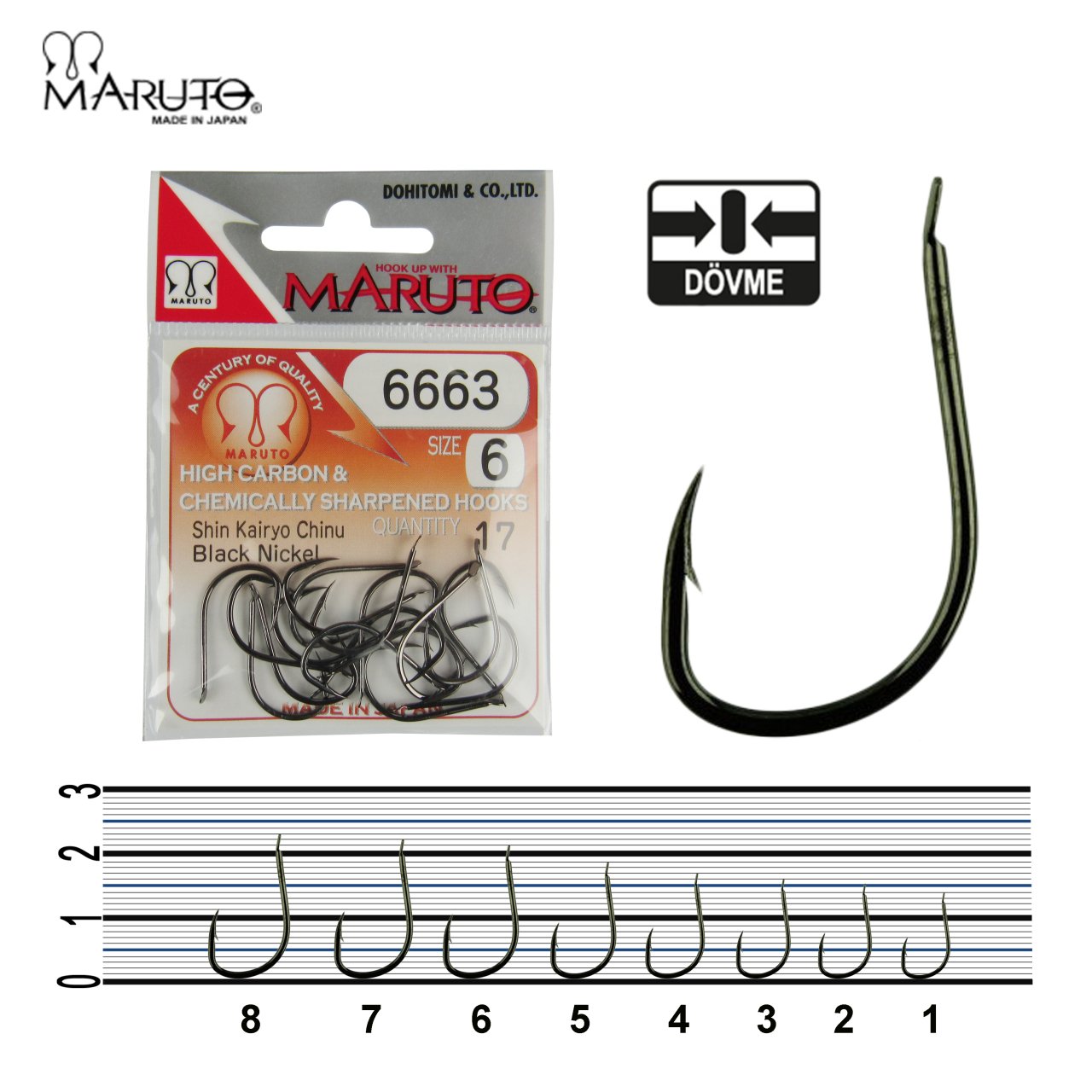 Maruto 6663NS Siyah Nikel Olta İğnesi No:7 (14Pcs)