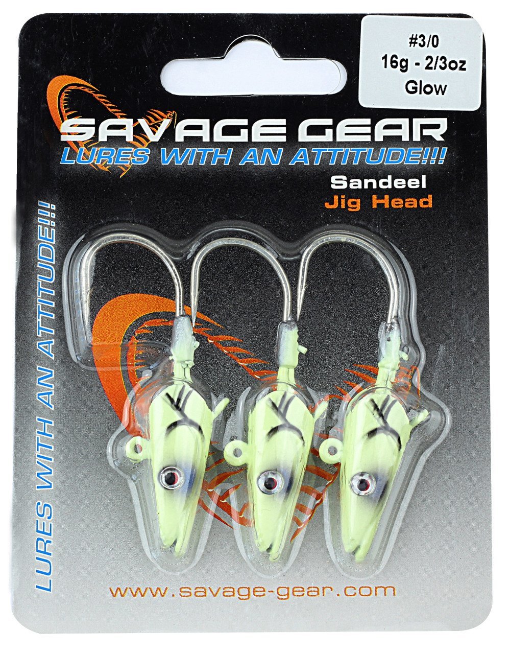 Savage gear Sandeel Jig Head 16g 3/0 - 3pcs Glow Suni Yem, Fiyatı