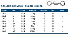 Okuma Rolling Swivels Black 2 Numara 8 Adet