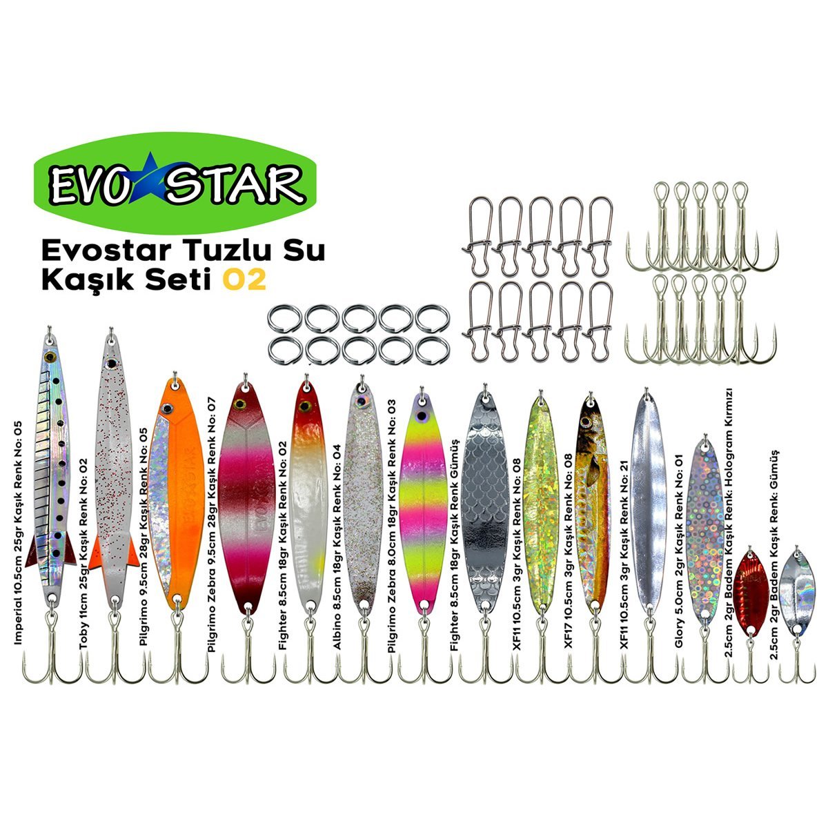 Evostar Tuzlu Su Kaşık Seti (14 Adet) Çok Renkli - Set 1