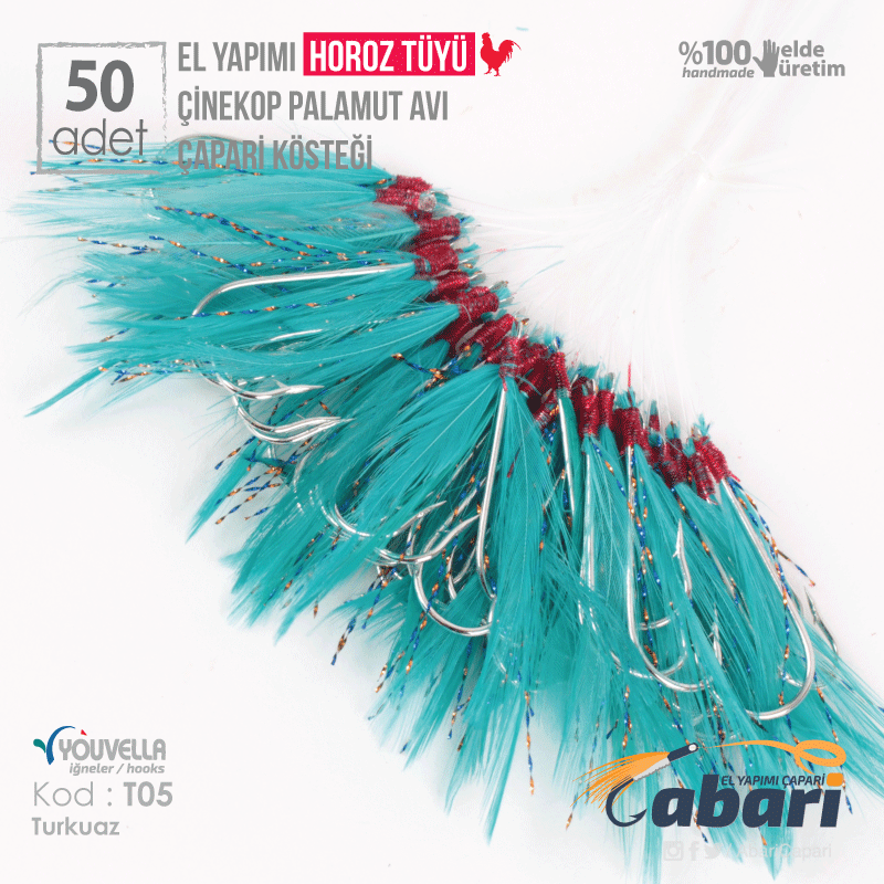 Abari T05 Horoz Tüyü Çinekop Çapari Kösteği 50ad Turuncu T05 - 6 No BY İğne